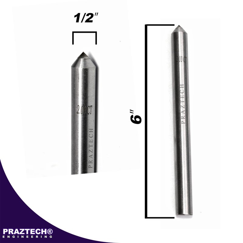 PRAZTECHÂ® Diamond Dresser Single Point Grinding Wheel Tapered Point Tool 2.00 Carat - 1/2 Inch x 6 Inch - Image 4